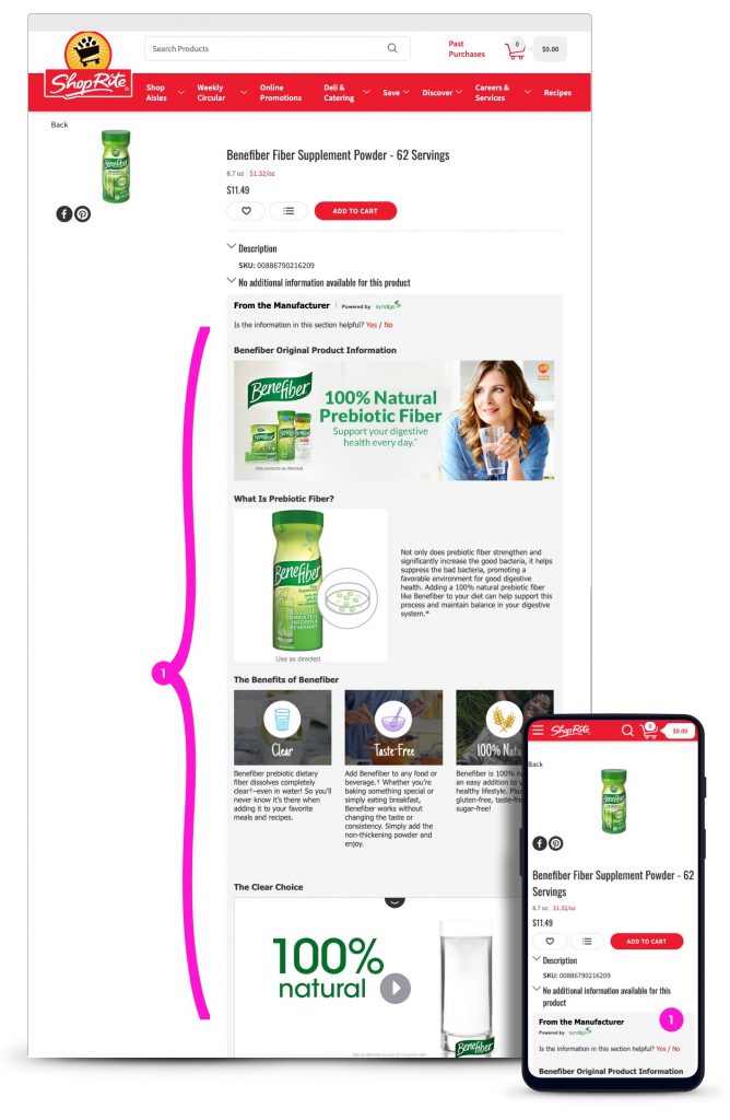 Enhanced product info on ShopRite.com