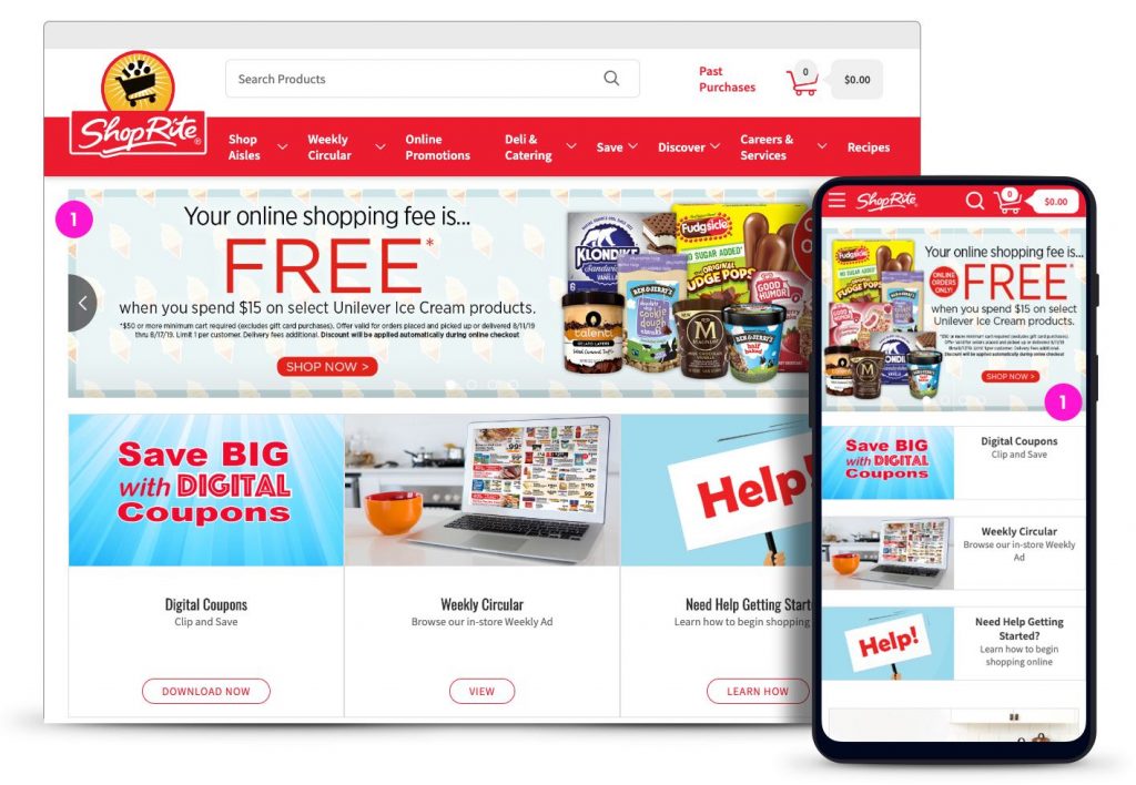 Home page advertising for ShopRite.com